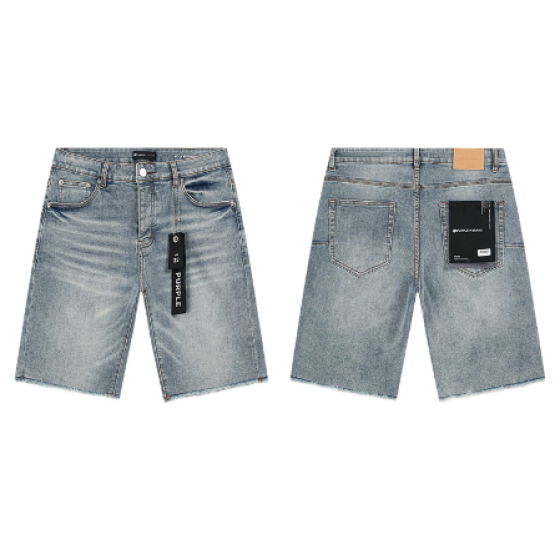 Light Blue Washed Denim Shorts with Raw Hem and Classic Fading